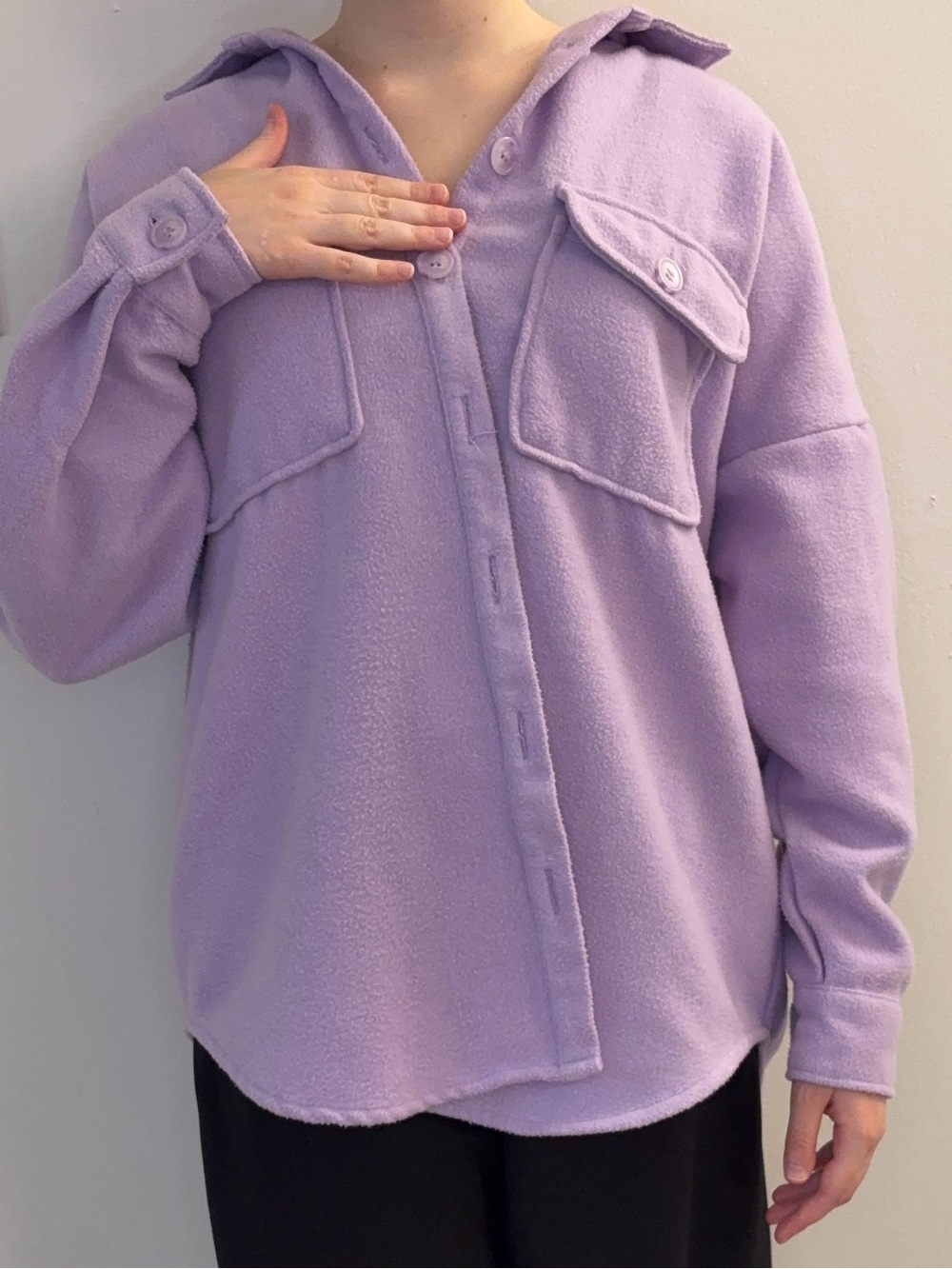 Purple Button-Front Shirt Jacket Cropp S(small)